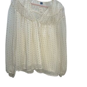 Old Navy Cream Blouse with Gold Accents